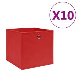 Cutii depozitare, 10 buc., roșu, 28x28x28 cm, material nețesut