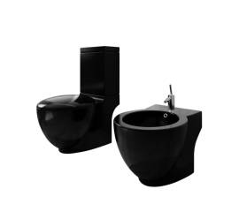 Set de toaletă & bideu, negru, ceramică