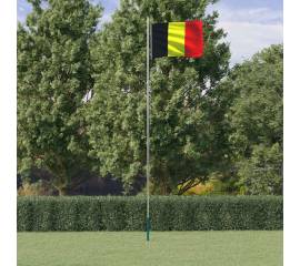 Steag belgia și stâlp din aluminiu, 6,23 m