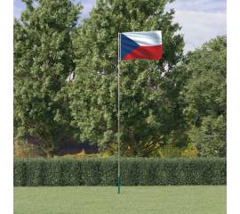 Steag cehia și stâlp din aluminiu, 5,55 m