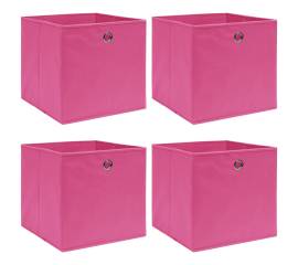 Cutii depozitare, 4 buc., roz, 32x32x32 cm, textil