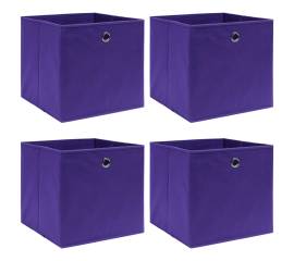 Cutii depozitare, 4 buc., violet, 32x32x32 cm, textil