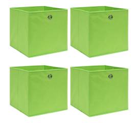 Cutii depozitare, 4 buc., verde, 32x32x32 cm, textil