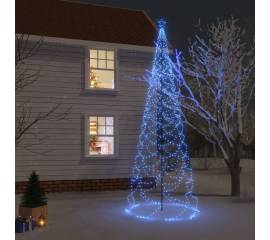 Pom de crăciun cu stâlp de metal, 1400 led-uri, albastru, 5 m