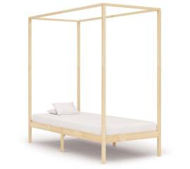 Cadru pat cu baldachin, 100x200 cm, lemn masiv de pin