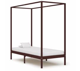 Cadru pat cu baldachin, maro închis, 90x200cm, lemn masiv pin