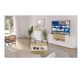 Fmd dulap tv/hi-fi, alb și stejar artizanal, 182x33x70,2 cm