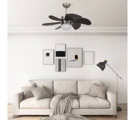 Ventilator de tavan cu iluminare, maro închis, 76 cm