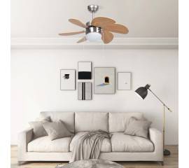 Ventilator tavan cu iluminare, maro deschis, 76 cm