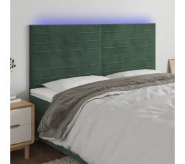 Tăblie de pat cu led, verde închis, 180x5x118/128 cm, catifea