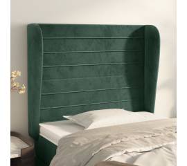 Tăblie pat cu aripioare verde închis 93x23x118/128 cm catifea