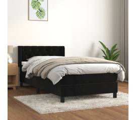 Pat box spring cu saltea, negru, 80x200 cm, catifea