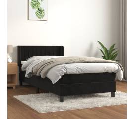 Pat box spring cu saltea, negru, 80x200 cm, catifea