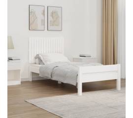 Tăblie de pat pentru perete, alb, 95,5x3x60 cm, lemn masiv pin