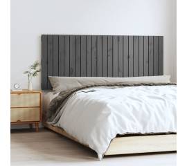 Tăblie de pat pentru perete, gri, 147x3x60 cm, lemn masiv pin