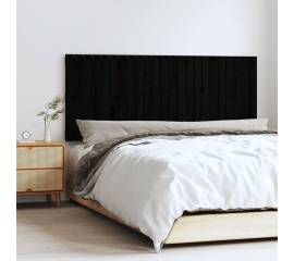 Tăblie de pat pentru perete, negru, 147x3x60 cm, lemn masiv pin