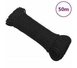 Frânghie de barcă, negru complet, 4 mm, 50 m, polipropilenă