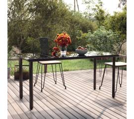 Masă de grădină, negru, 160x80x74 cm, oțel & sticlă securizată