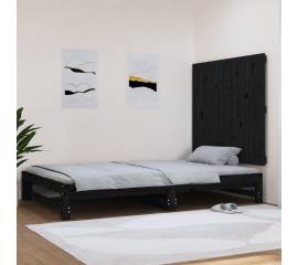 Tăblie de pat pentru perete, negru, 108x3x90 cm, lemn masiv pin