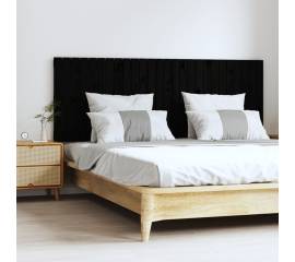 Tăblie de pat pentru perete, negru, 166x3x60 cm, lemn masiv pin