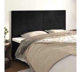 Tăblii de pat, 4 buc, negru, 90x5x78/88 cm, catifea