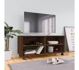 Comodă tv cu roți, stejar maro, 90x35x35 cm, lemn prelucrat