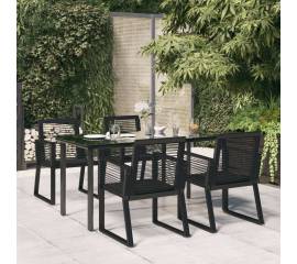 Set mobilier de grădină, 5 piese, negru, ratan pvc