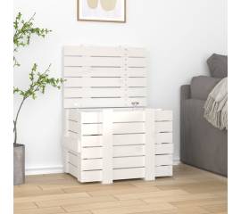 Cutie de depozitare, alb, 58x40,5x42 cm, lemn masiv de pin