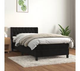 Pat box spring cu saltea, negru, 90x190 cm, catifea