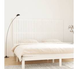 Tăblie de pat pentru perete, alb, 204x3x110 cm, lemn masiv pin