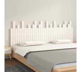Tăblie de pat pentru perete, alb, 204x3x80 cm, lemn masiv pin