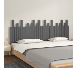 Tăblie de pat pentru perete, gri, 204x3x80 cm, lemn masiv pin