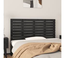 Tăblie de pat pentru perete, negru, 146x3x63 cm, lemn masiv pin