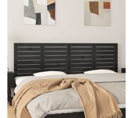 Tăblie de pat pentru perete, negru, 166x3x63 cm, lemn masiv pin