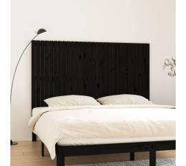 Tăblie de pat pentru perete, negru, 185x3x110 cm lemn masiv pin