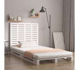 Tăblie de pat pentru perete, alb, 146x3x91,5 cm, lemn masiv pin