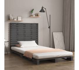 Tăblie de pat pentru perete, gri, 146x3x91,5 cm, lemn masiv pin