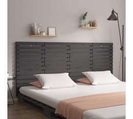 Tăblie de pat pentru perete, gri, 156x3x91,5 cm, lemn masiv pin