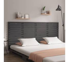 Tăblie de pat pentru perete, gri, 186x3x91,5 cm, lemn masiv pin