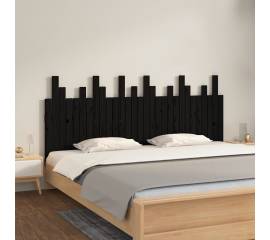 Tăblie de pat pentru perete, negru, 185x3x80 cm, lemn masiv pin