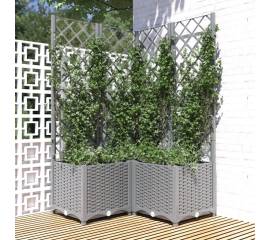 Jardinieră de grădină cu spalier, gri deschis, 80x80x136 cm, pp