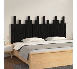 Tăblie de pat pentru perete, negru, 166x3x80 cm, lemn masiv pin