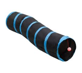 Tunel pentru pisici în formă s, negru/albastru 122 cm poliester