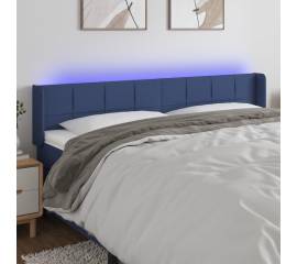 Tăblie de pat cu led, albastru, 183x16x78/88 cm, textil