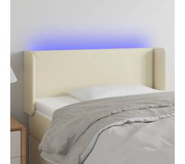 Tăblie de pat cu led, crem, 93x16x78/88 cm, piele ecologică