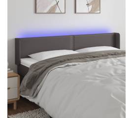 Tăblie de pat cu led, gri, 163x16x78/88 cm, piele ecologică