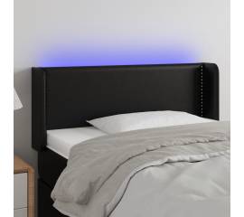 Tăblie de pat cu led, negru, 83x16x78/88 cm, piele ecologică