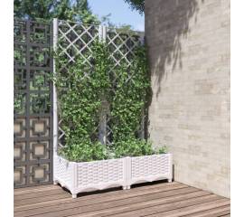 Jardinieră de grădină cu spalier, alb, 80x40x121,5 cm, pp