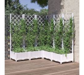 Jardinieră de grădină cu spalier, alb, 120x120x121,5 cm, pp