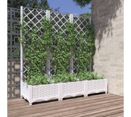 Jardinieră de grădină cu spalier, alb, 120x40x121,5 cm, pp